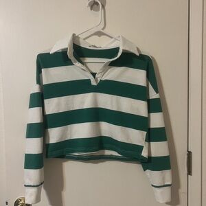 Charlotte Russe Green and White Striped Top